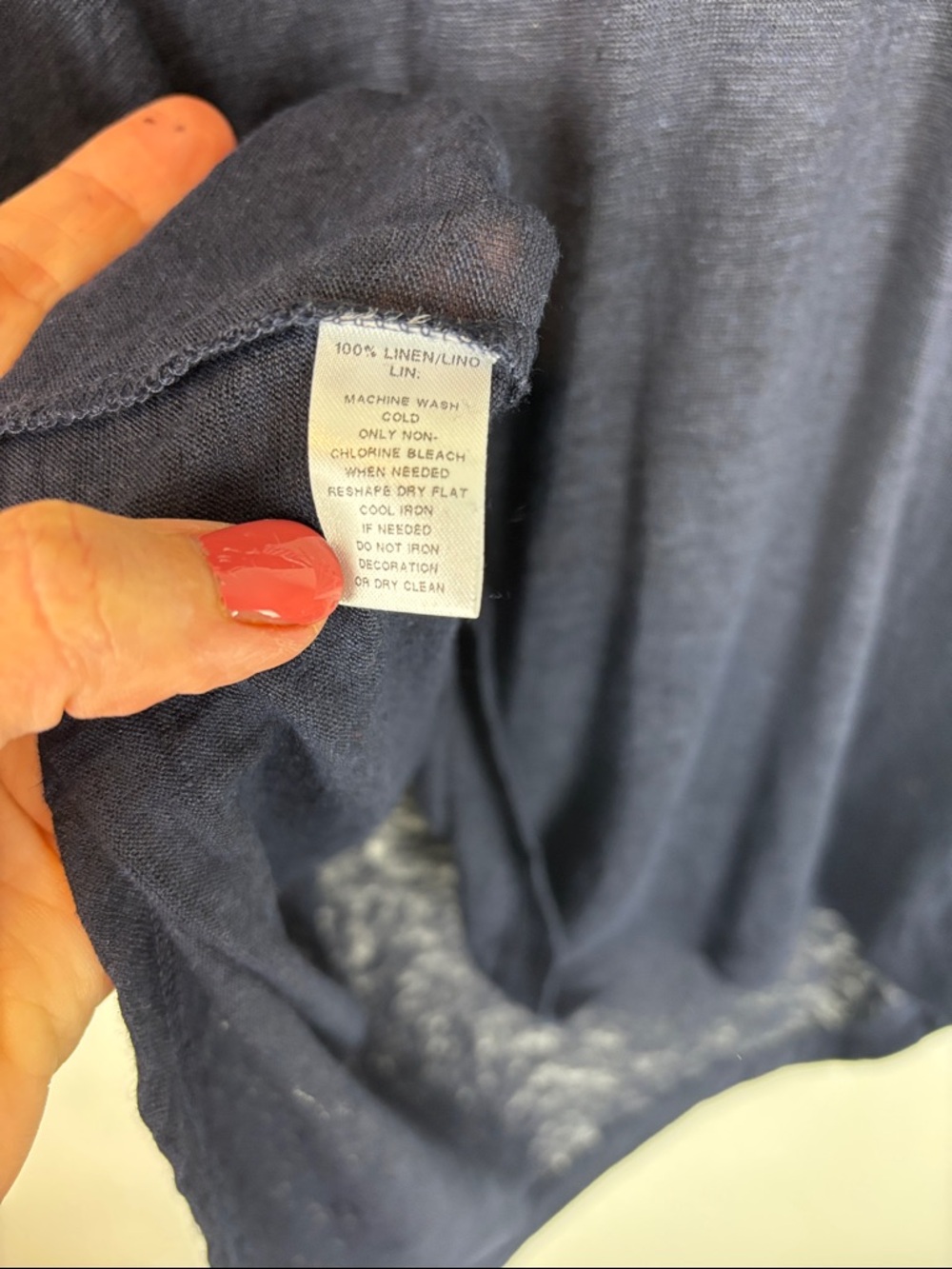 LOFT Linen Tee Sz S Navy Blue Cap Sleeve Lightweight Casual Minimalist Normcore - Picture 3 of 6